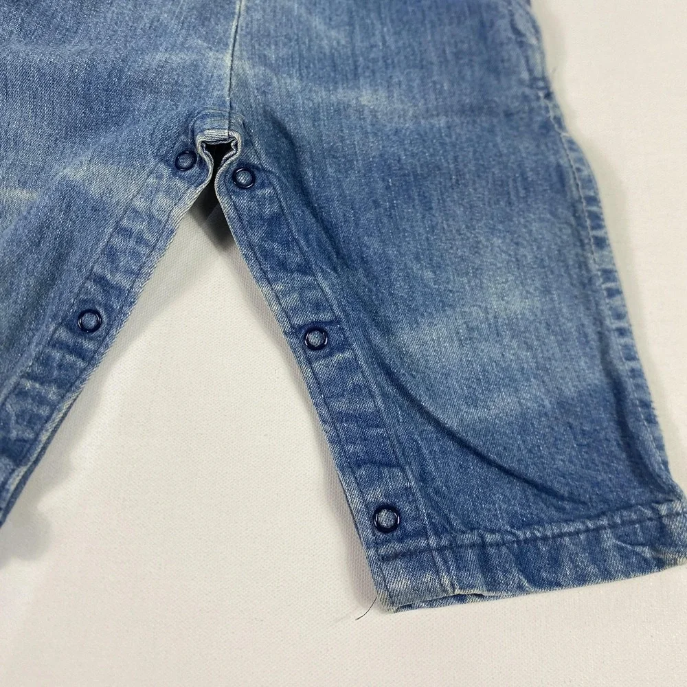 Vintage OshKosh Bgosh Overalls Girls 18 Months Denim Vestbak Hearts Lace 90s